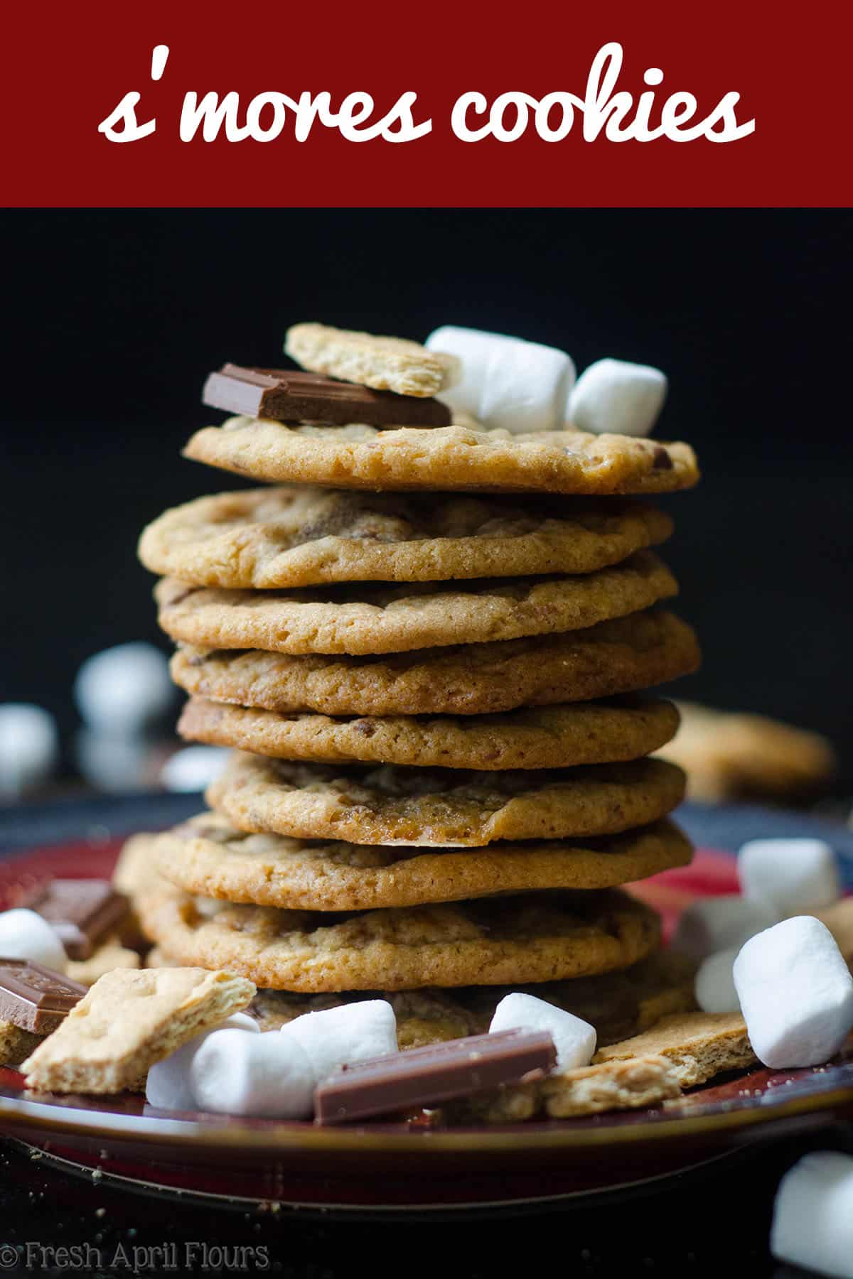 S'mores Cookies: Classic milk chocolate chip cookies scattered with gooey marshmallows and crunchy graham cracker crumbs. via @frshaprilflours