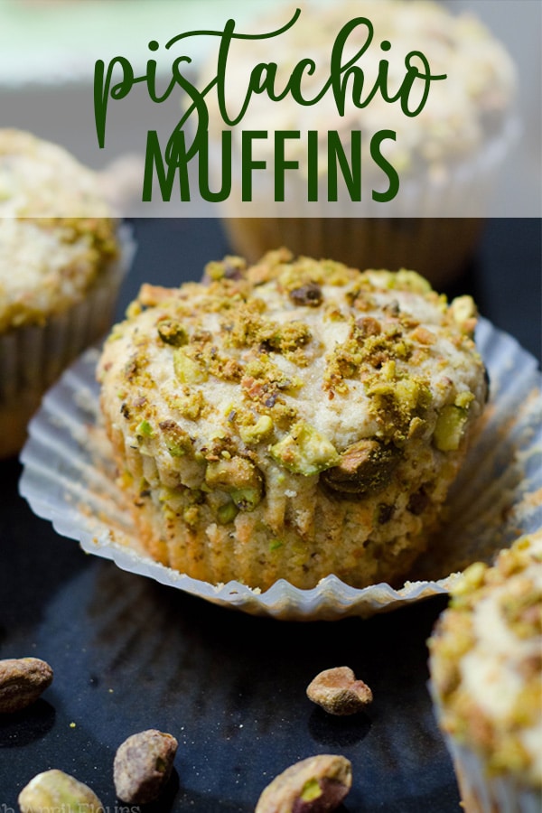 Moist and tender muffins naturally flavored with finely ground pistachios. via @frshaprilflours