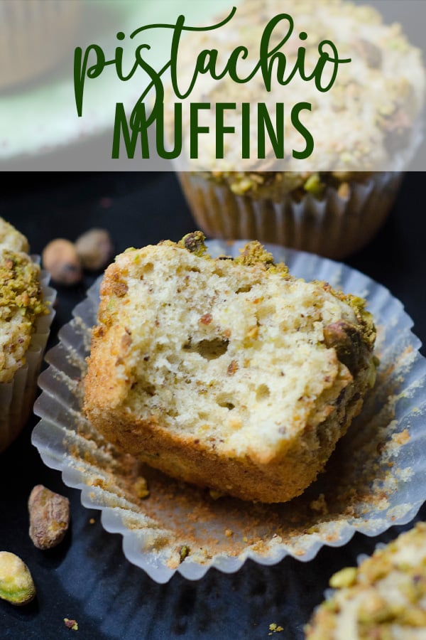 Moist and tender muffins naturally flavored with finely ground pistachios. via @frshaprilflours