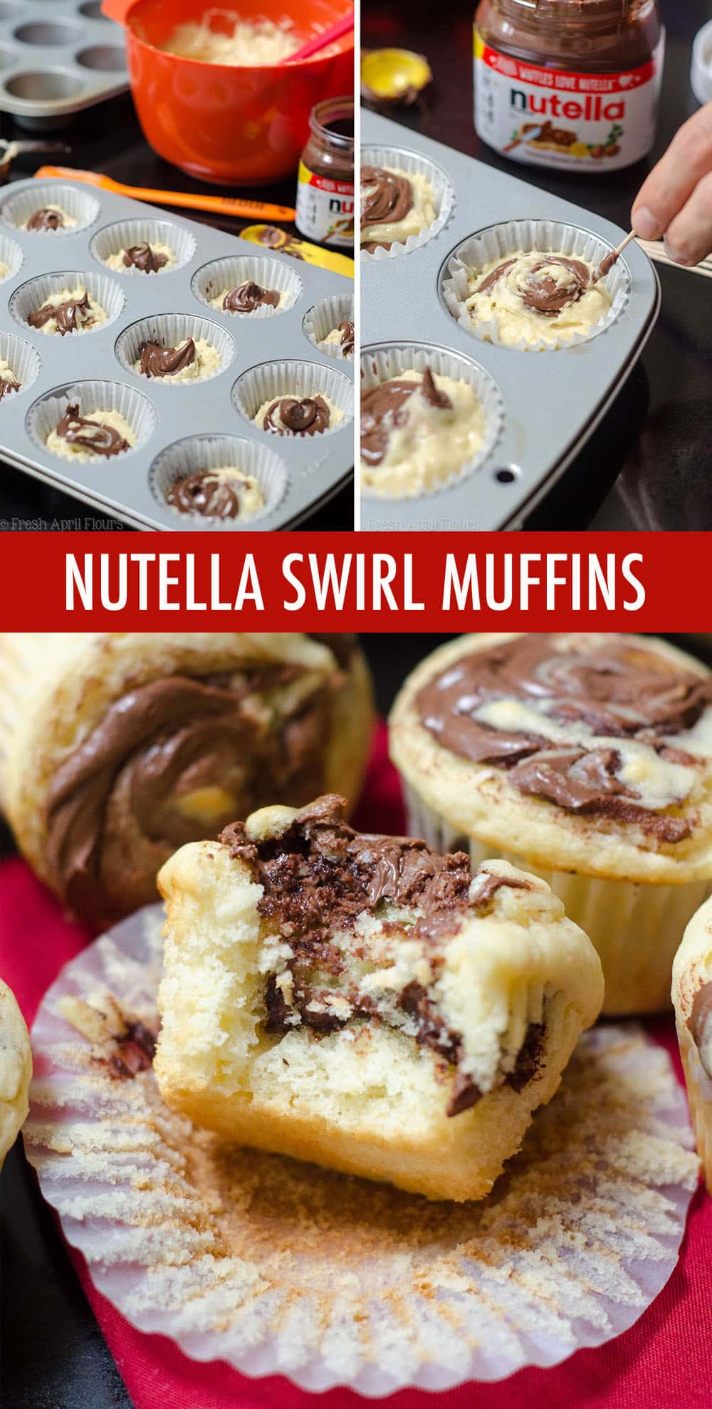Basic buttermilk muffins get a jazzy upgrade with Nutella swirled into every bite. via @frshaprilflours