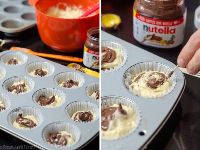 Nutella Swirl Muffins: Basic buttermilk muffins get a jazzy upgrade with Nutella swirled into every bite.