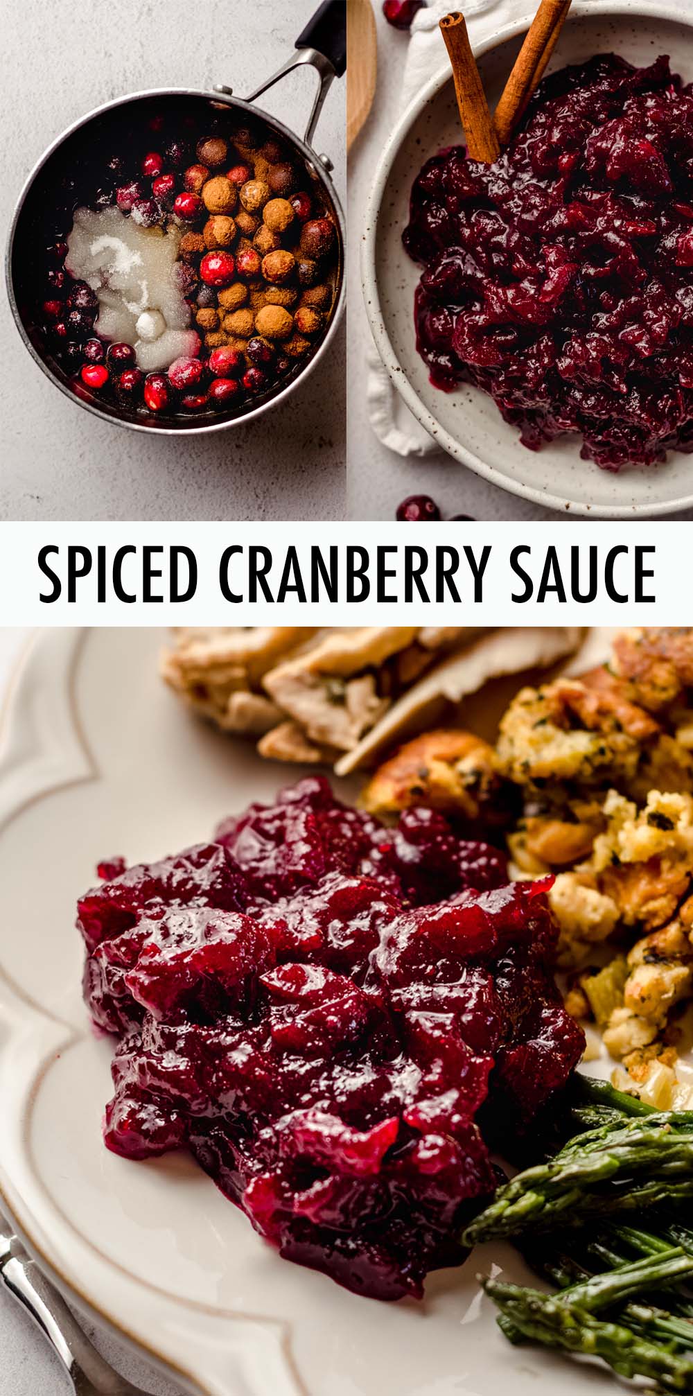 Traditional cranberry sauce gets a spicy makeover to keep Thanksgiving interesting! Infused with cinnamon and cloves, this spiced cranberry sauce will add a little flair to your holiday spread. via @frshaprilflours