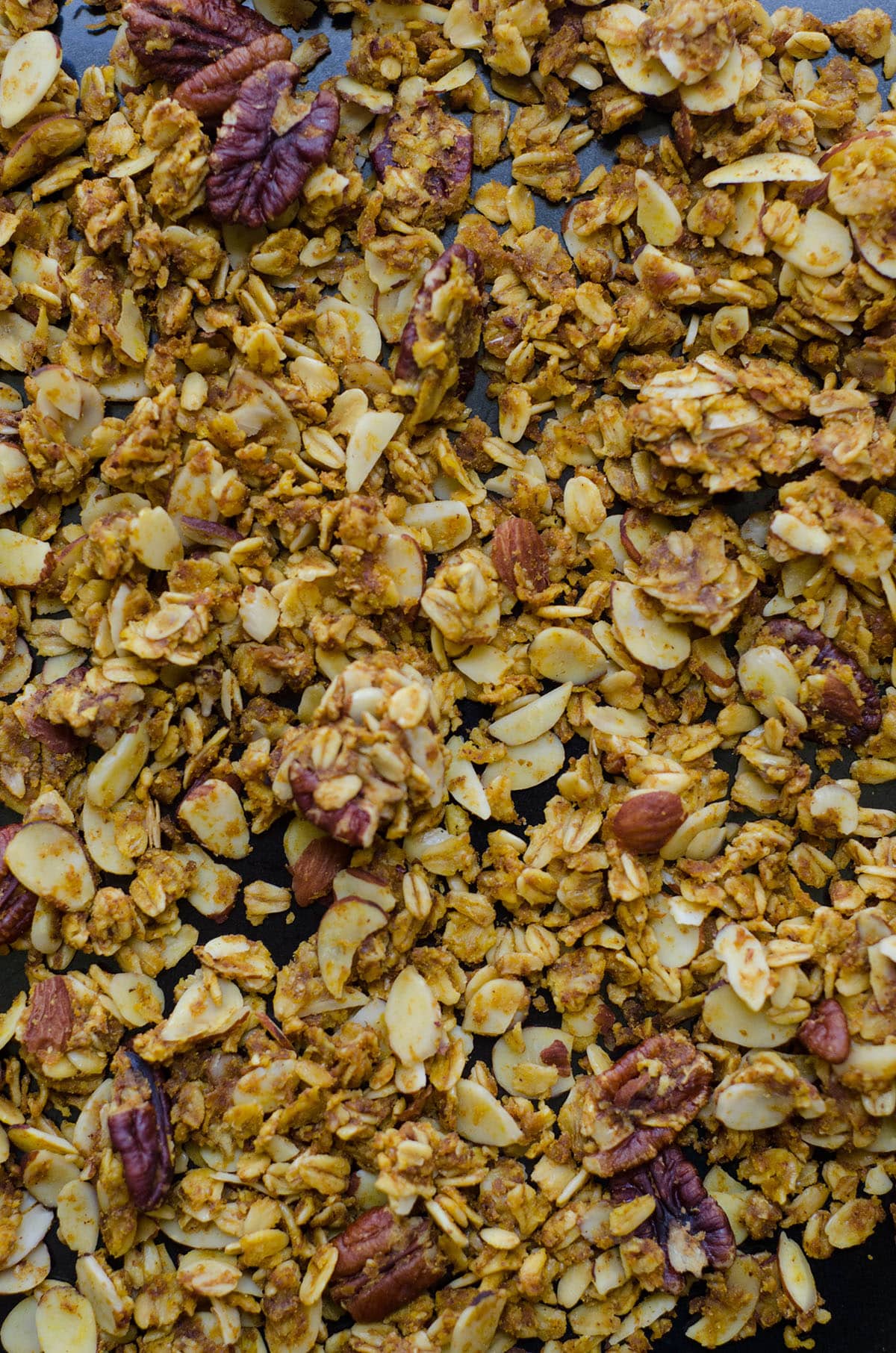 Soft-Baked Pumpkin Pie Granola: Homemade spiced granola gets a pumpkin flair thanks to real pumpkin, and sweetened with brown sugar and maple syrup. Not your ordinary crunchy granola-- this stuff is soft like pie!