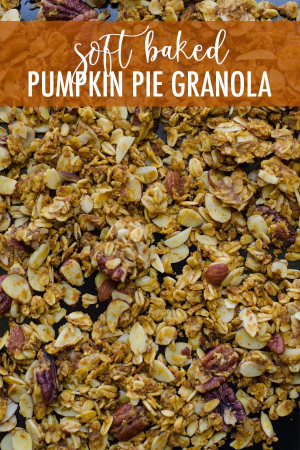 Homemade spiced granola gets a pumpkin flair thanks to real pumpkin, and sweetened with brown sugar and maple syrup. Not your ordinary crunchy granola-- this stuff is soft like pie! via @frshaprilflours