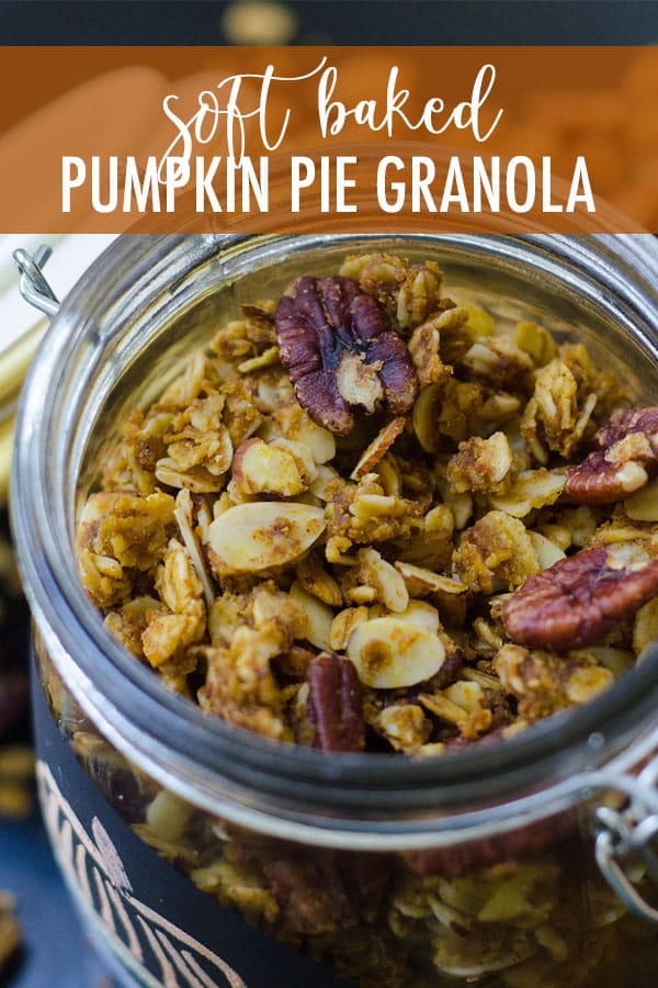 Homemade spiced granola gets a pumpkin flair thanks to real pumpkin, and sweetened with brown sugar and maple syrup. Not your ordinary crunchy granola-- this stuff is soft like pie! via @frshaprilflours