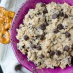 Chocolate Chip Cookie Dough Dip: Safe-to-eat eggless cookie dough ready to eat with a spoon or a dipper!