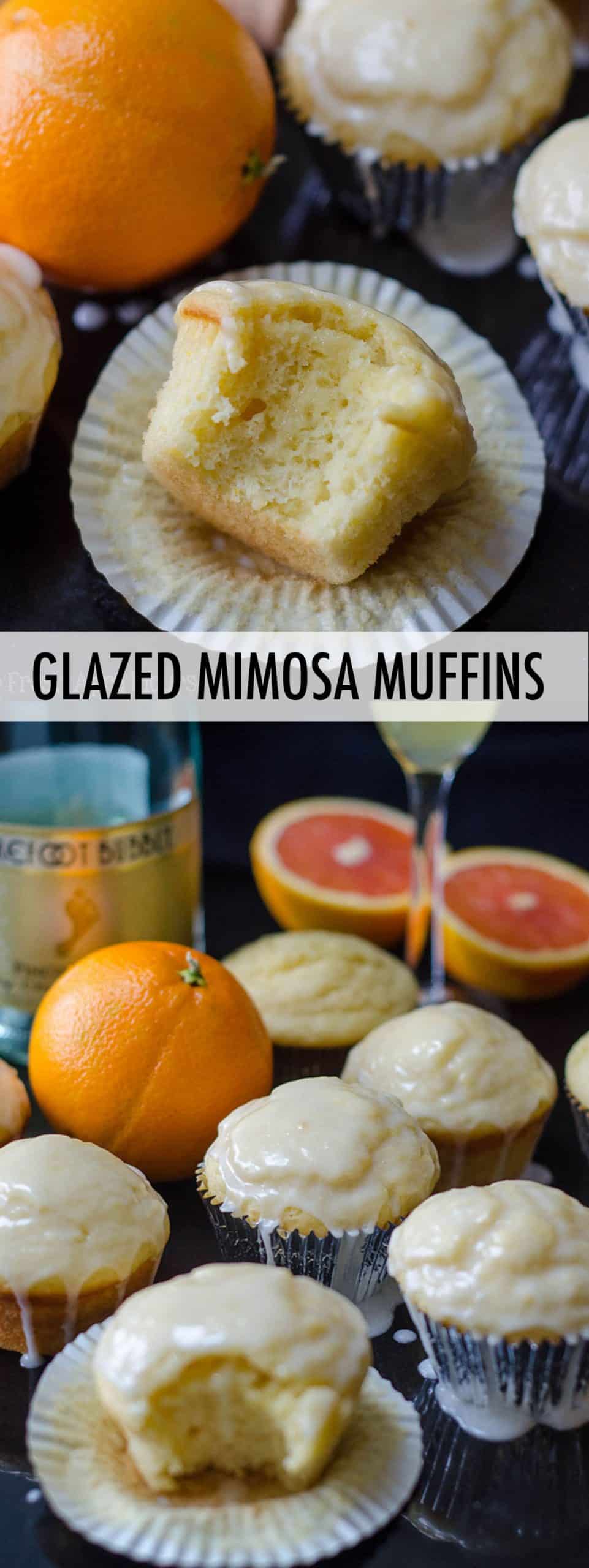 Tender citrus muffins made with a champagne reduction and topped with a boozy orange glaze are the sweetest way to get your mimosa fix. via @frshaprilflours