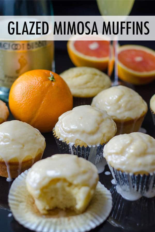 Tender citrus muffins made with a champagne reduction and topped with a boozy orange glaze are the sweetest way to get your mimosa fix. via @frshaprilflours