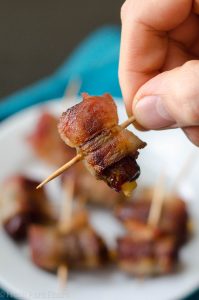 bacon wrapped date stuffed with goat cheese