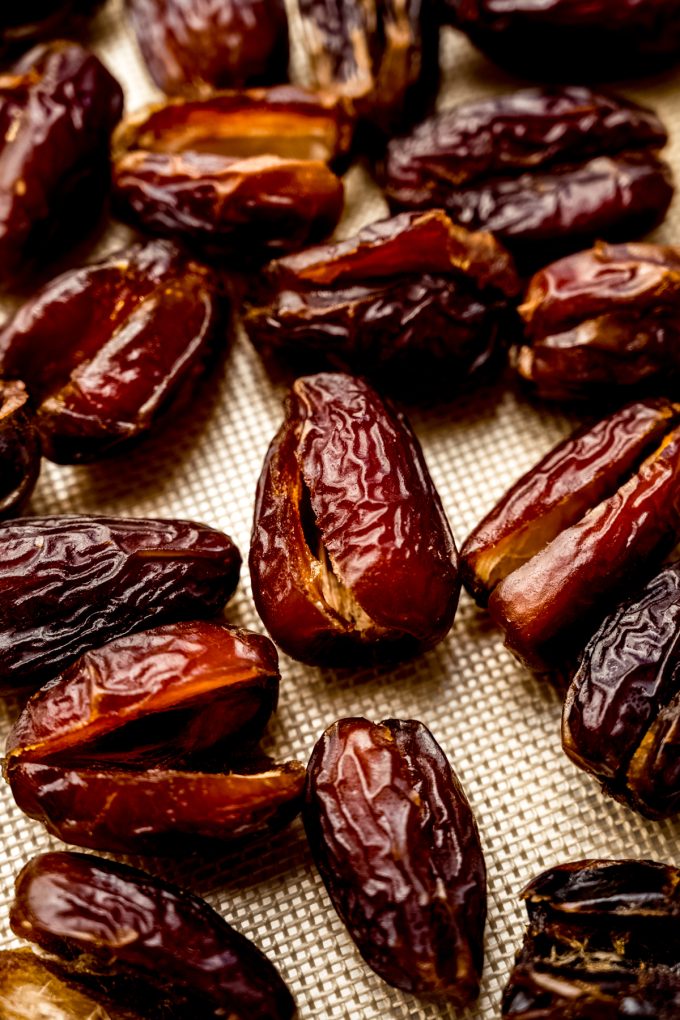 A baking sheet with dates on it.