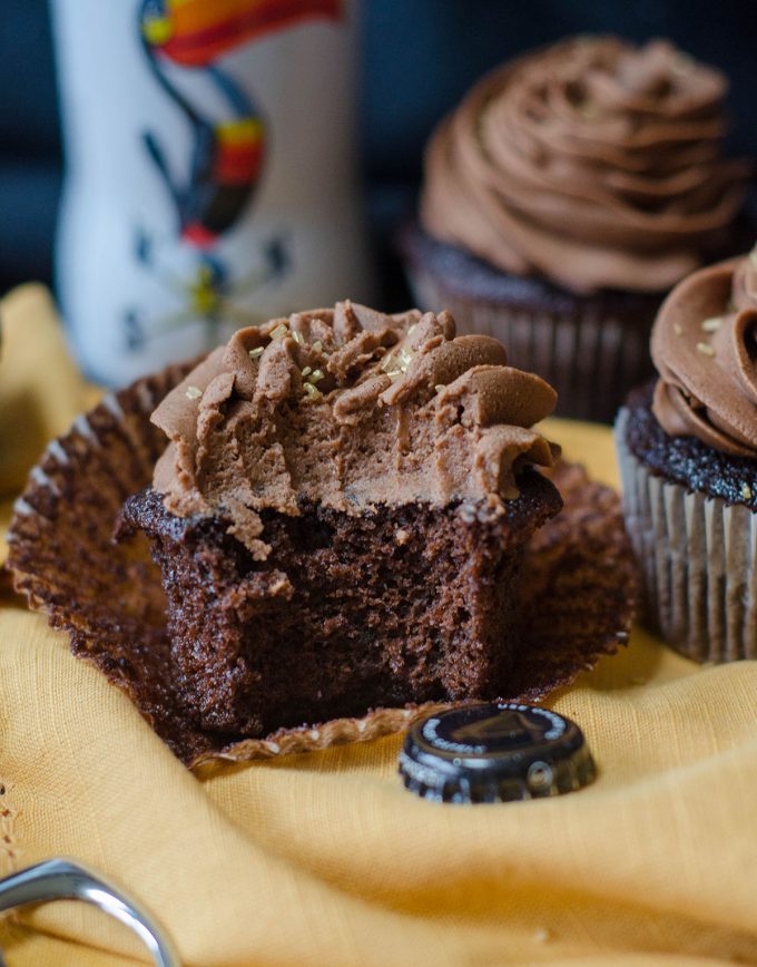 Guinness Cupcakes: Dark chocolate cupcakes infused with a chocolate stout reduction and topped with a chocolate stout buttercream. Perfect for your St. Paddy's Day celebration!