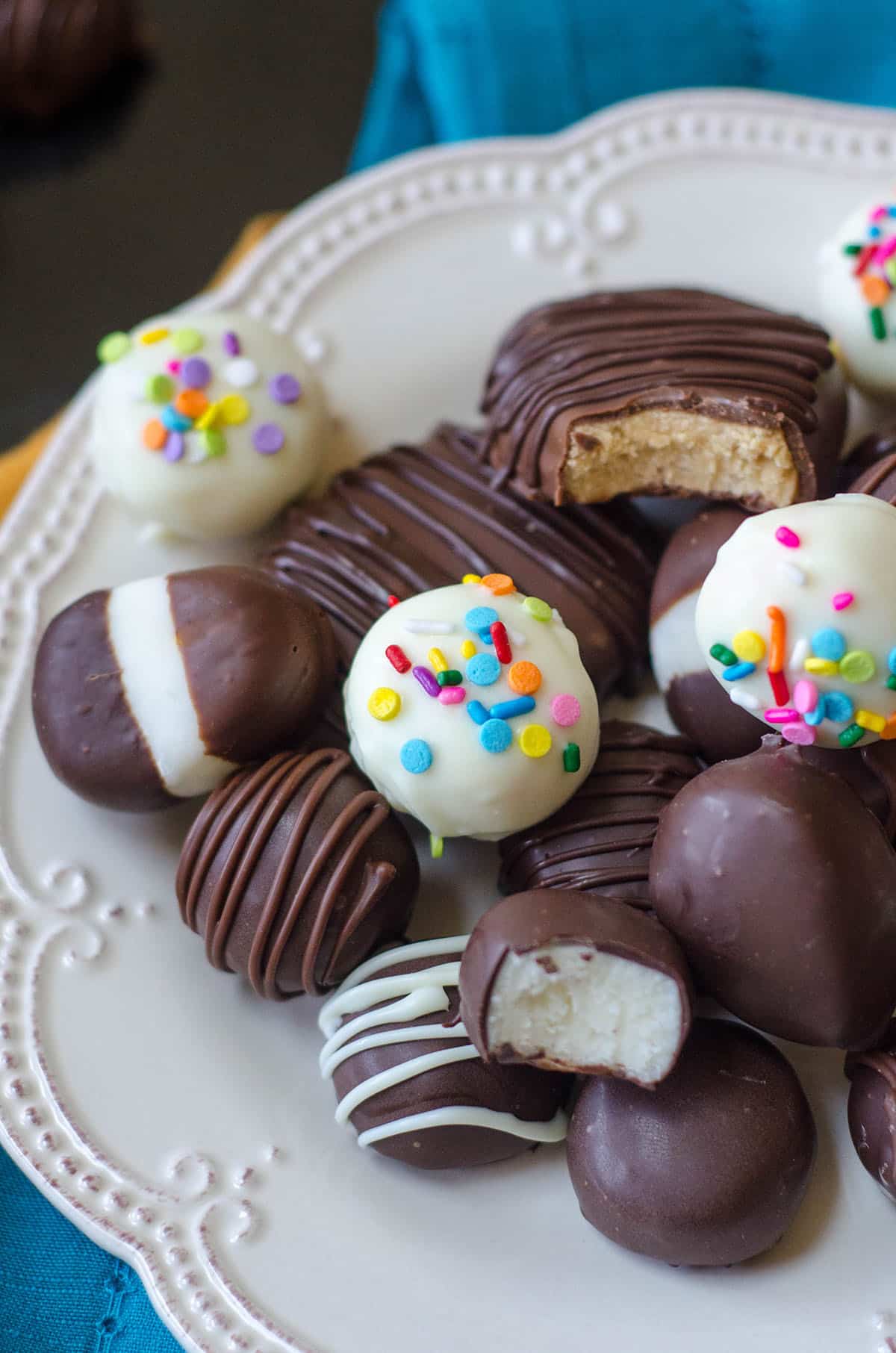 chocolate covered easter eggs on a plate
