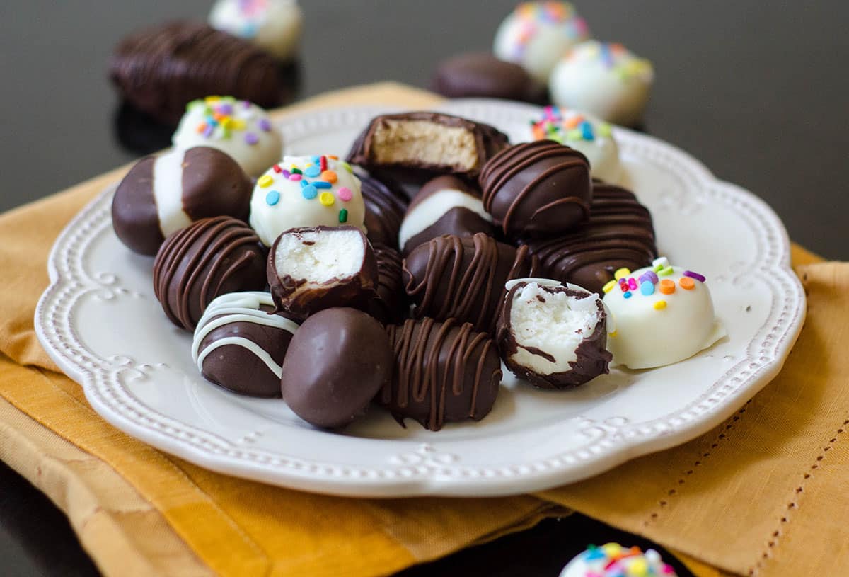 plate of chocolate covered easter eggs and buttercreams