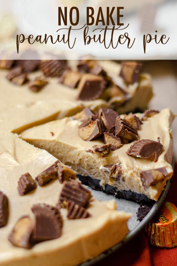 A light and creamy peanut butter filling atop a crushed Oreo crust. The chopped peanut butter cups on top seal the deal for a perfect no bake pie! via @frshaprilflours