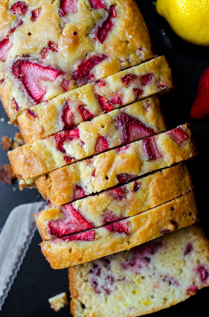 Strawberry Lemonade Quick Bread: A simple quick bread loaded with strawberries and covered in a lemonade glaze. Perfect for summer!