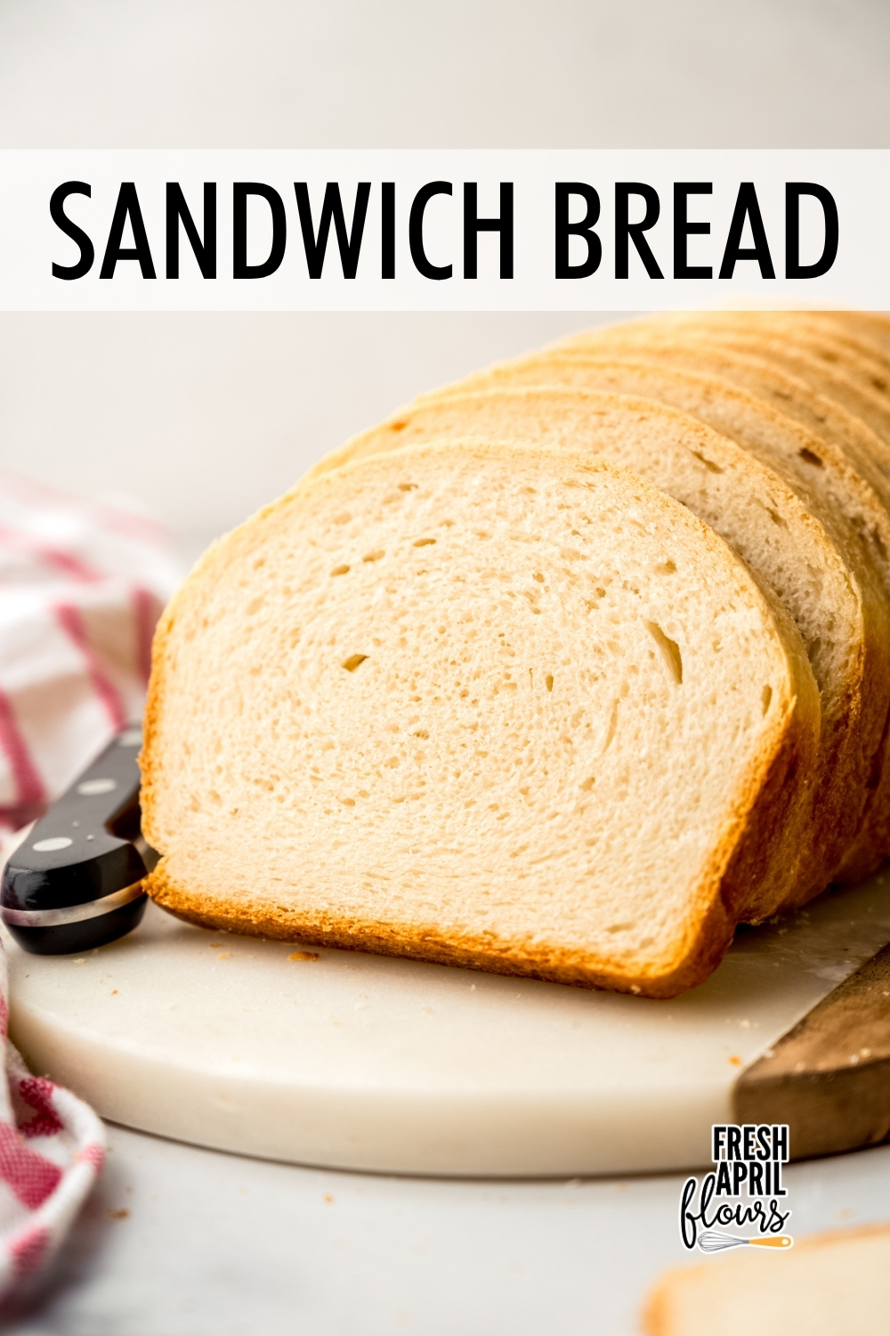 Only 7 simple ingredients stand between you and a fluffy loaf of homemade sandwich bread. This simple bread is chewy on the inside with a crisp crust that's perfect for eating as is or toasting to perfection. Follow my easy step-by-step instructions and photos and reference my guide for baking with yeast for a loaf that is pillowy soft on the inside with a perfectly chewy crust. Recipe yields one standard loaf of bread. via @frshaprilflours