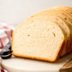Sliced sandwich bread on a surface.