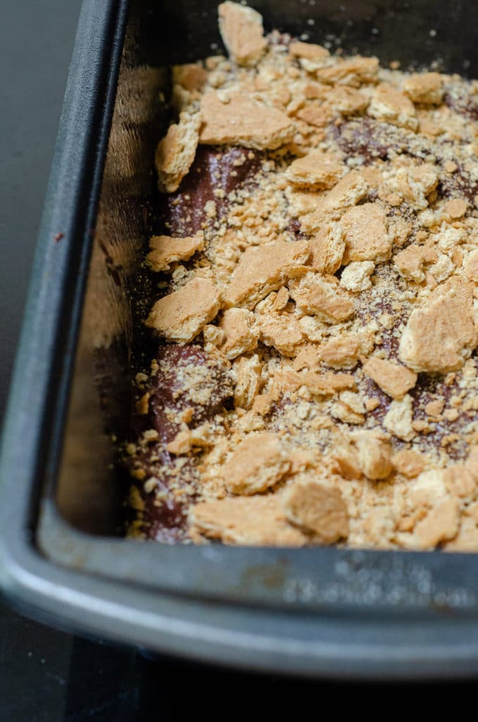 S'mores Quick Bread: Decadent chocolate quick bread swirling with graham cracker chunks and mini marshmallows. 