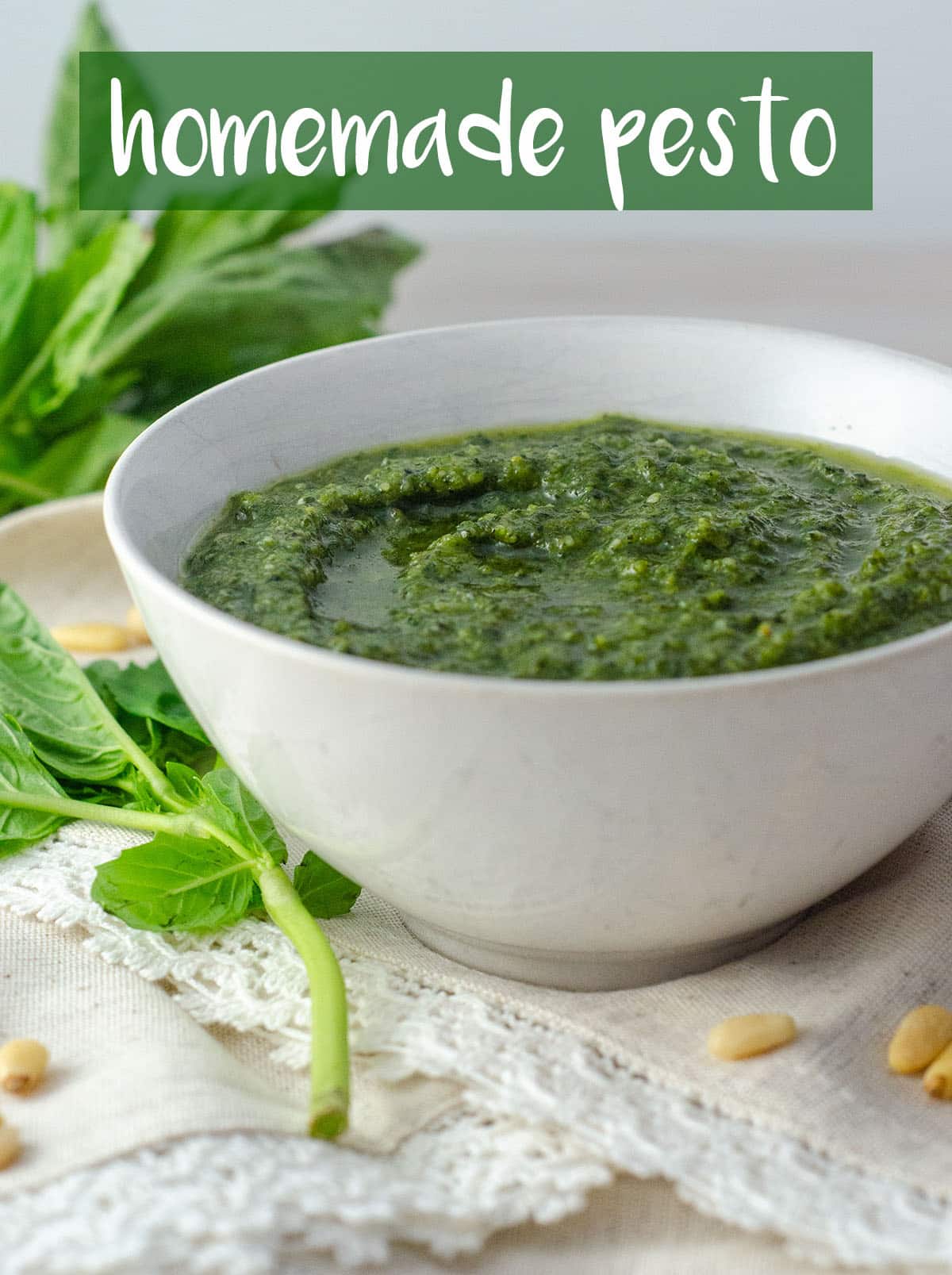 Homemade Pesto: Making your own herby, garlicy pesto at home is as easy as throwing FIVE ingredients into a food processor.  via @frshaprilflours