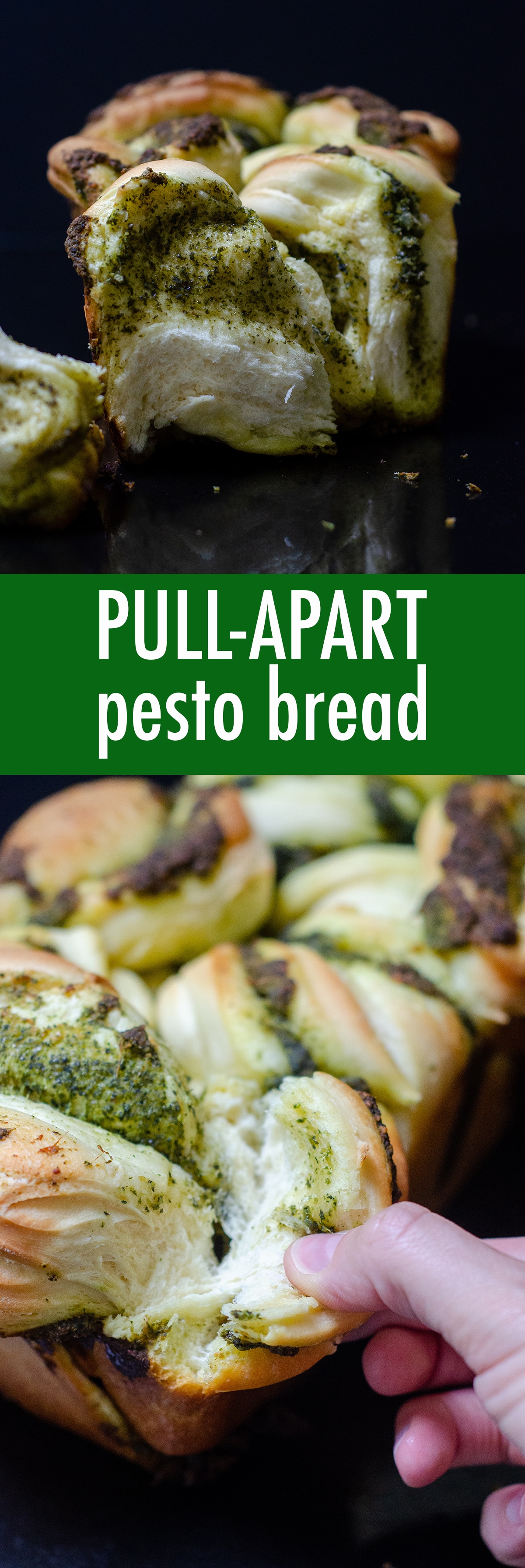 Pull-Apart Pesto Bread: Soft and fluffy pull-apart bread filled with zesty, herbed pesto. via @frshaprilflours
