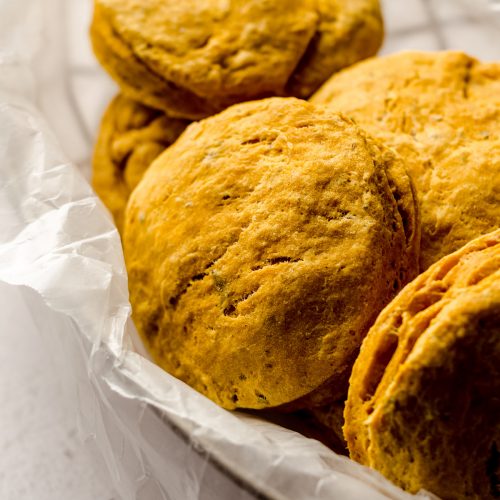 pumpkin biscuits in a basket