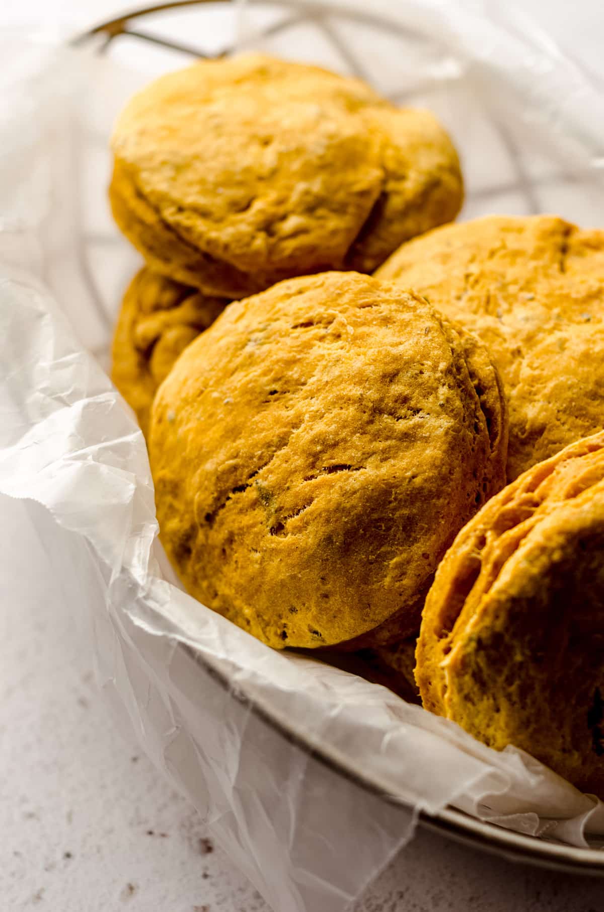 pumpkin biscuits in a basket