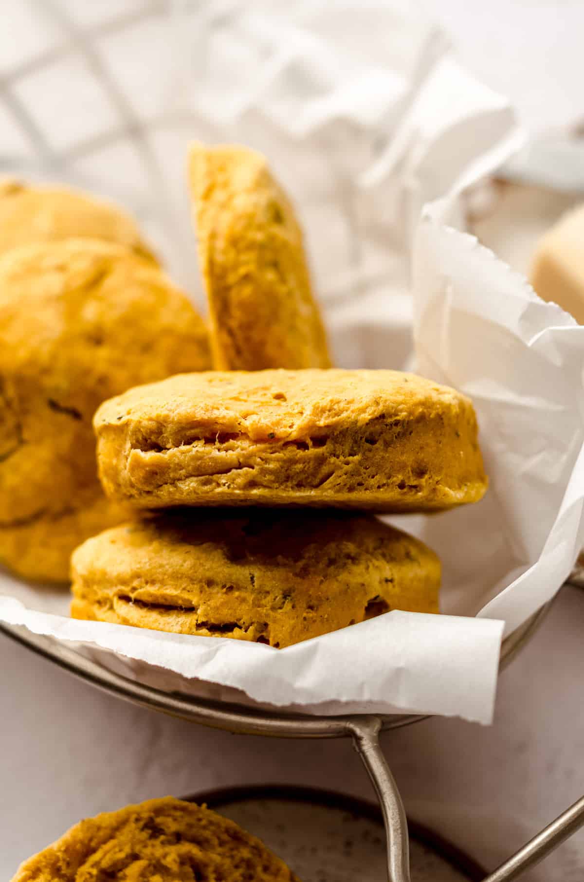 pumpkin biscuits in a basket