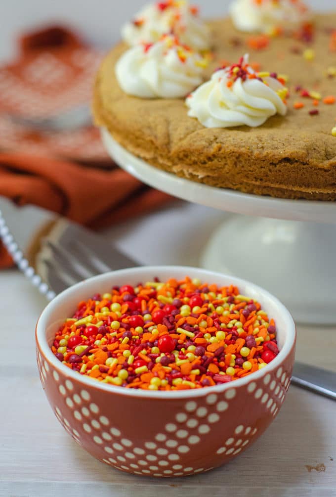 Pumpkin Cookie Cake: A soft and flavorful spiced cookie cake. The perfect treat for a fall birthday!