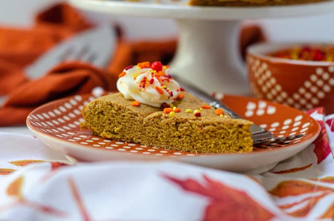 Pumpkin Cookie Cake: A soft and flavorful spiced cookie cake. The perfect treat for a fall birthday!