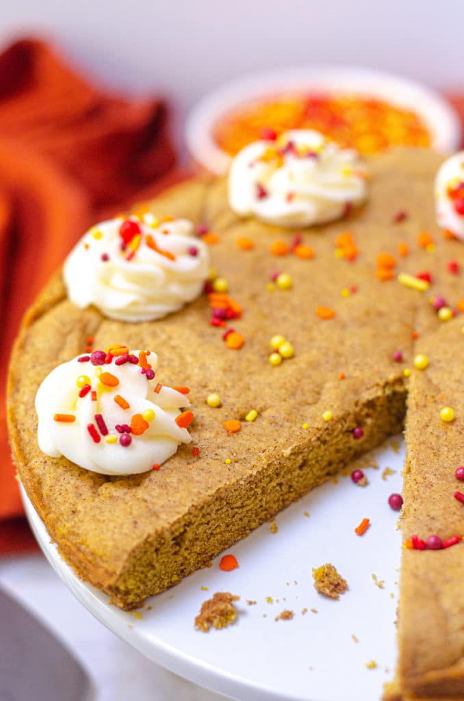 Pumpkin Cookie Cake: A soft and flavorful spiced cookie cake. The perfect treat for a fall birthday!