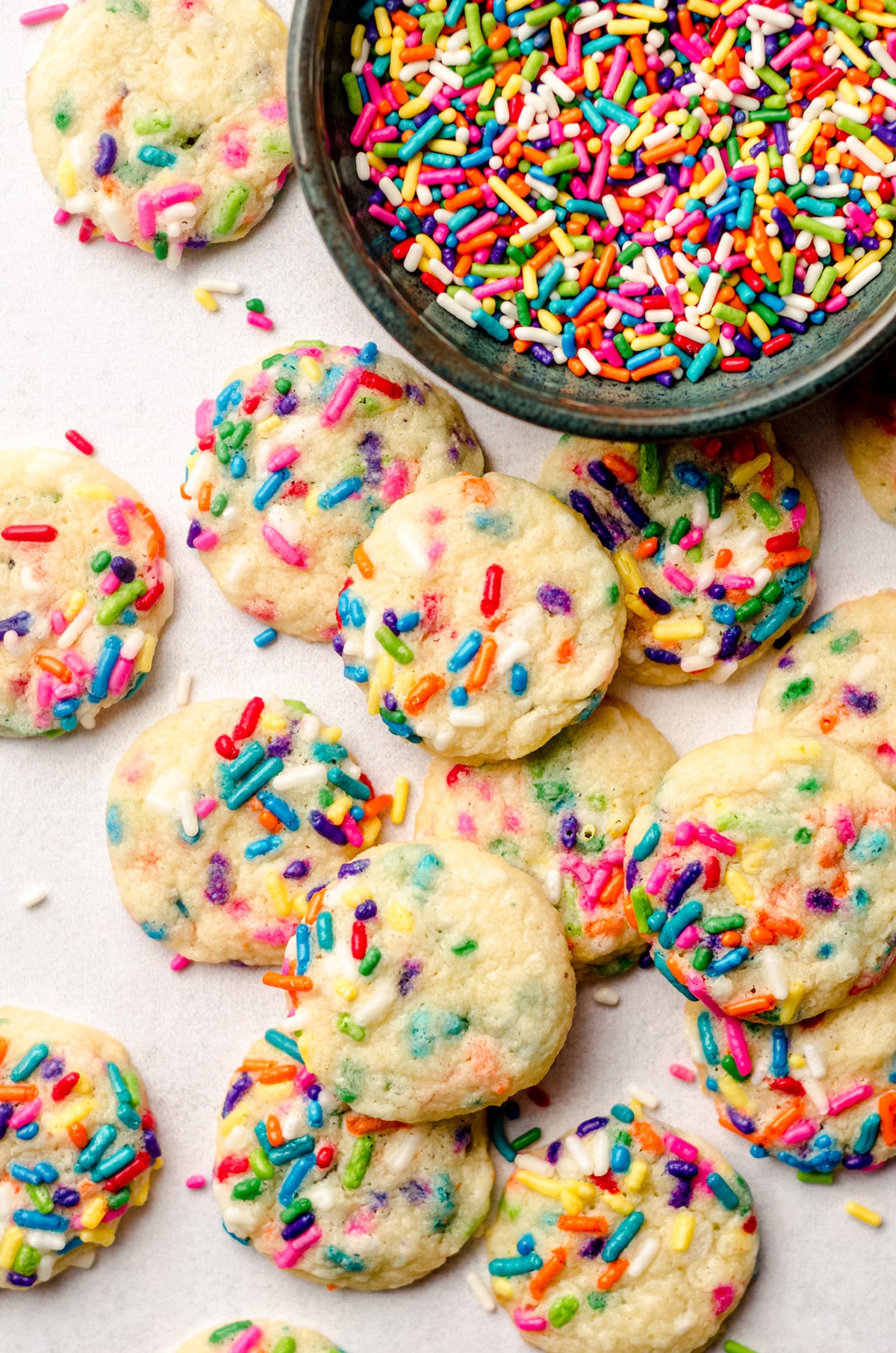 aerial photo of mini sugar cookies with sprinkles