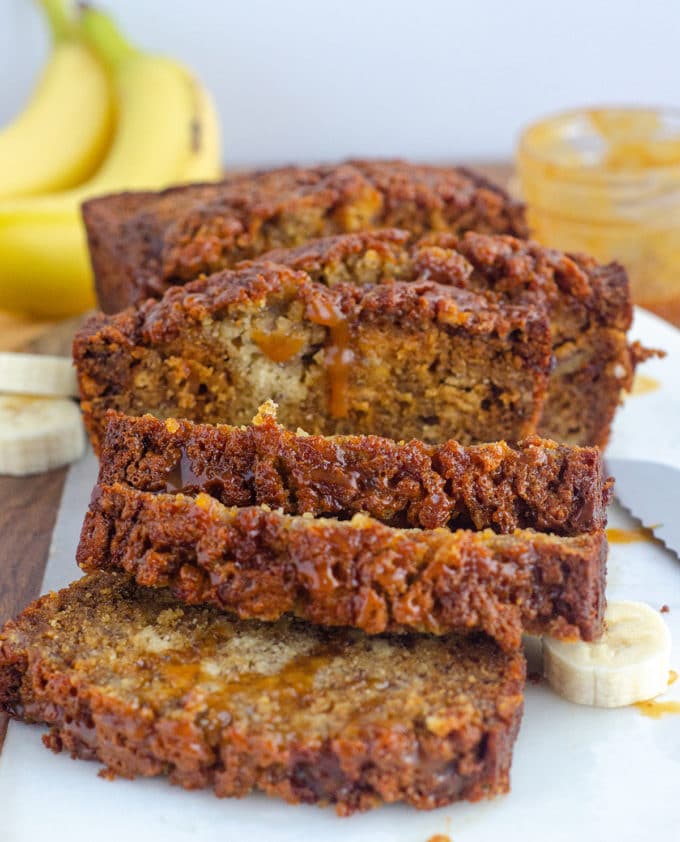 Salted Caramel Banana Bread: Classic banana bread gets swirled with salted bourbon caramel sauce for a jazzy take on the original.