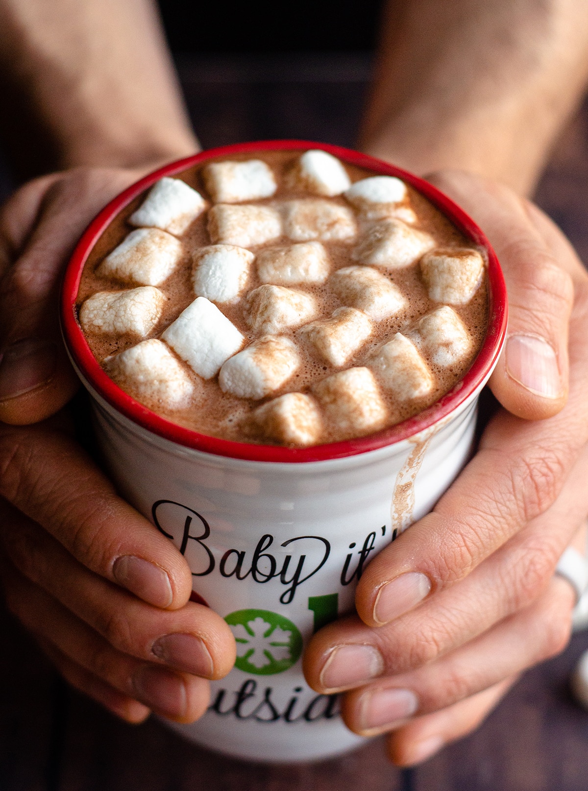 cup of hot chocolate with marshmallows on top