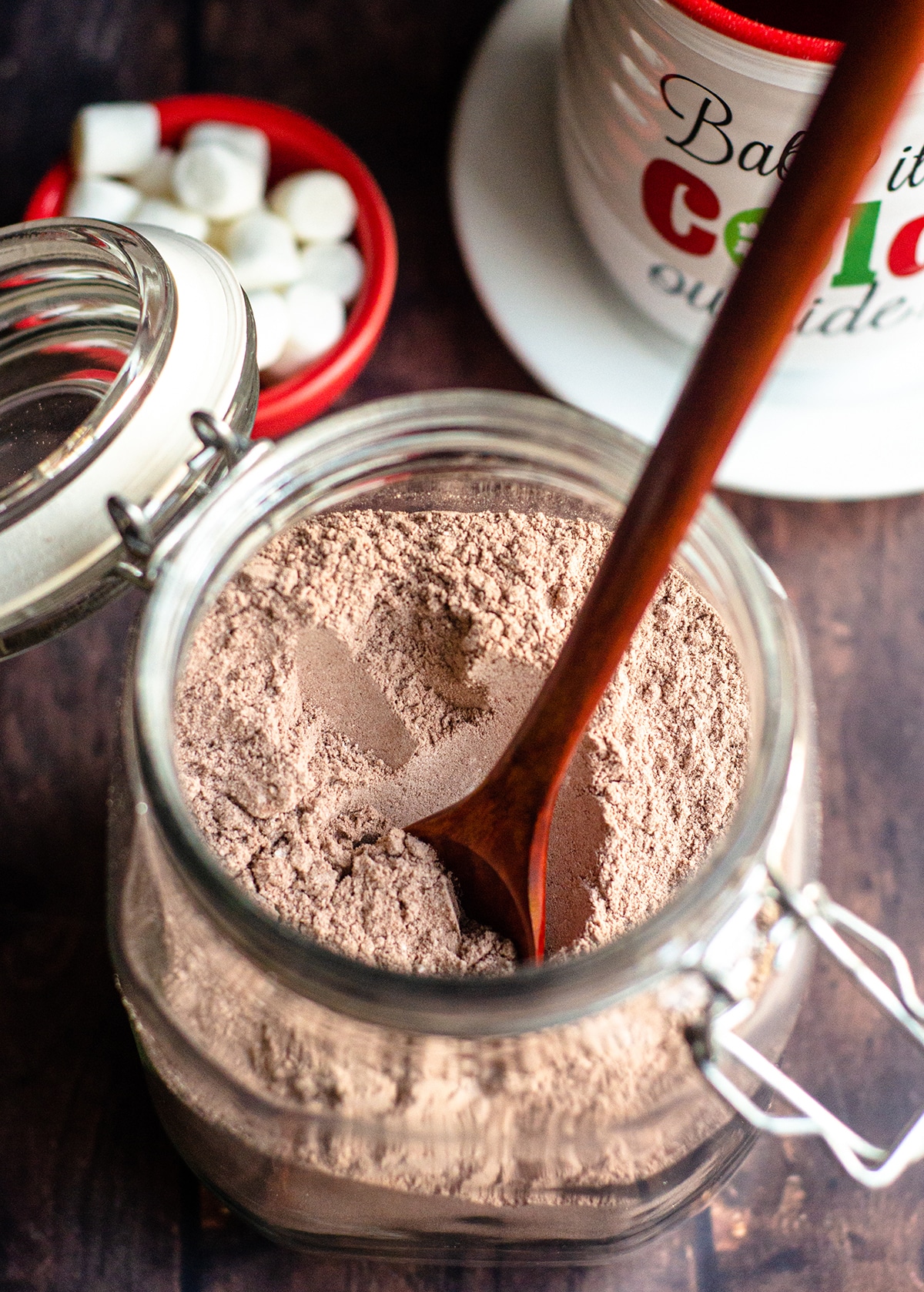 jar of homemade hot cocoa mix