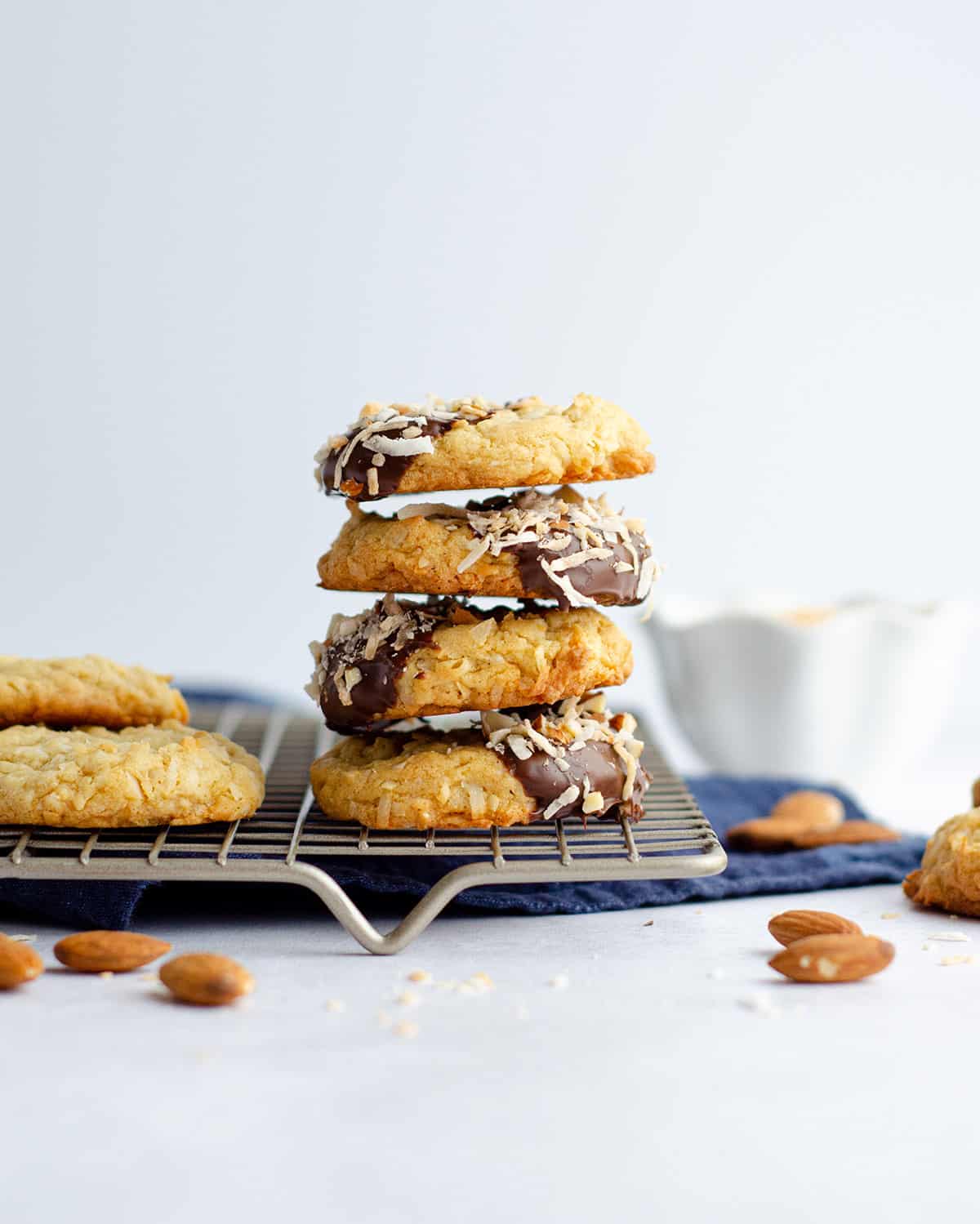 stack of coconut almond cookies
