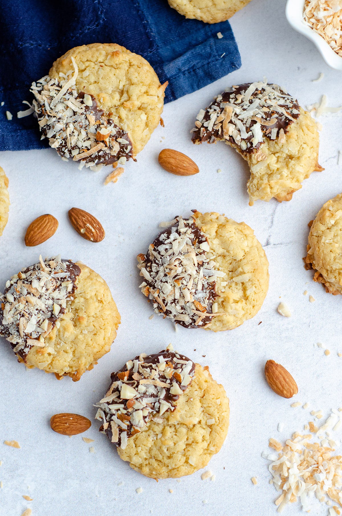 aerial photo of coconut almond cookies