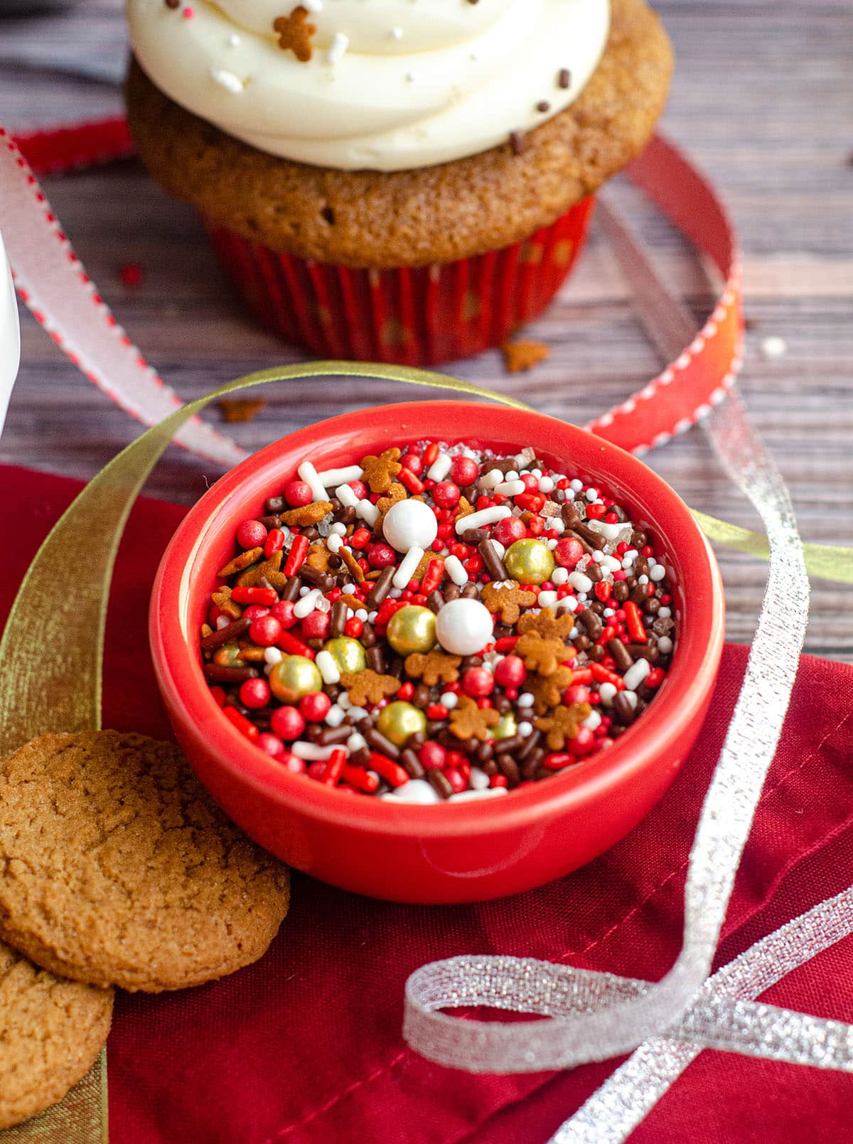 a bowl of christmas sprinkles