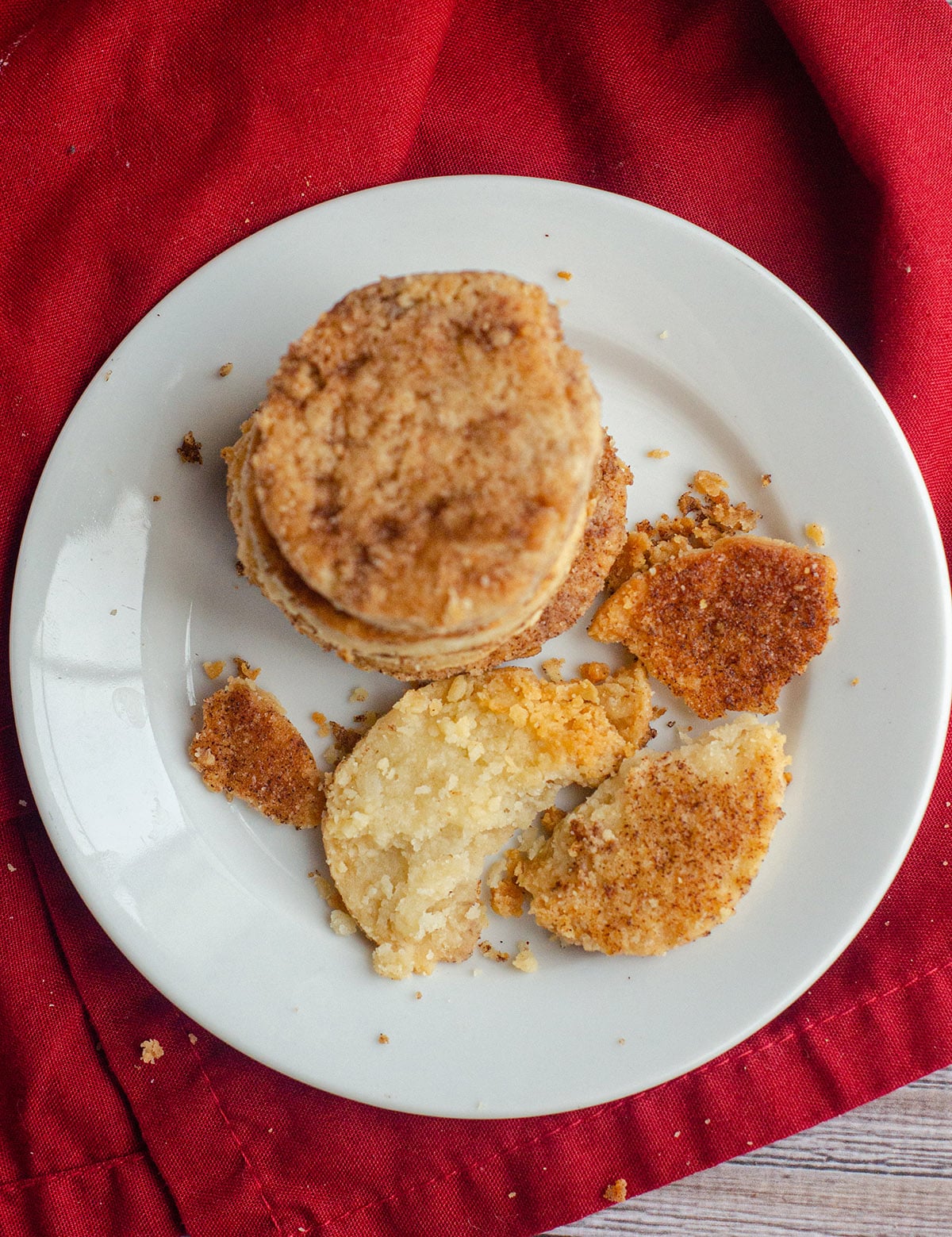 aerial photo of pie crust cookies on a plate