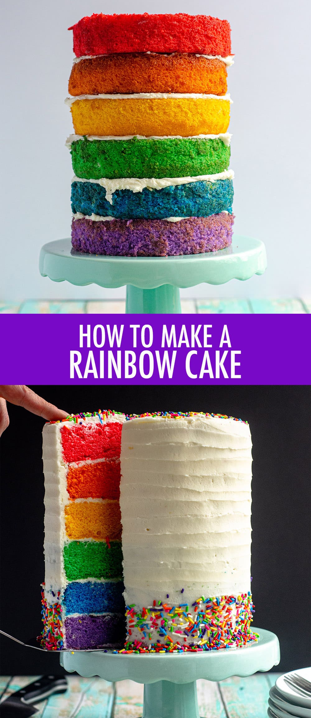 Striped BUTTERCREAM Rainbow Cake! - YouTube