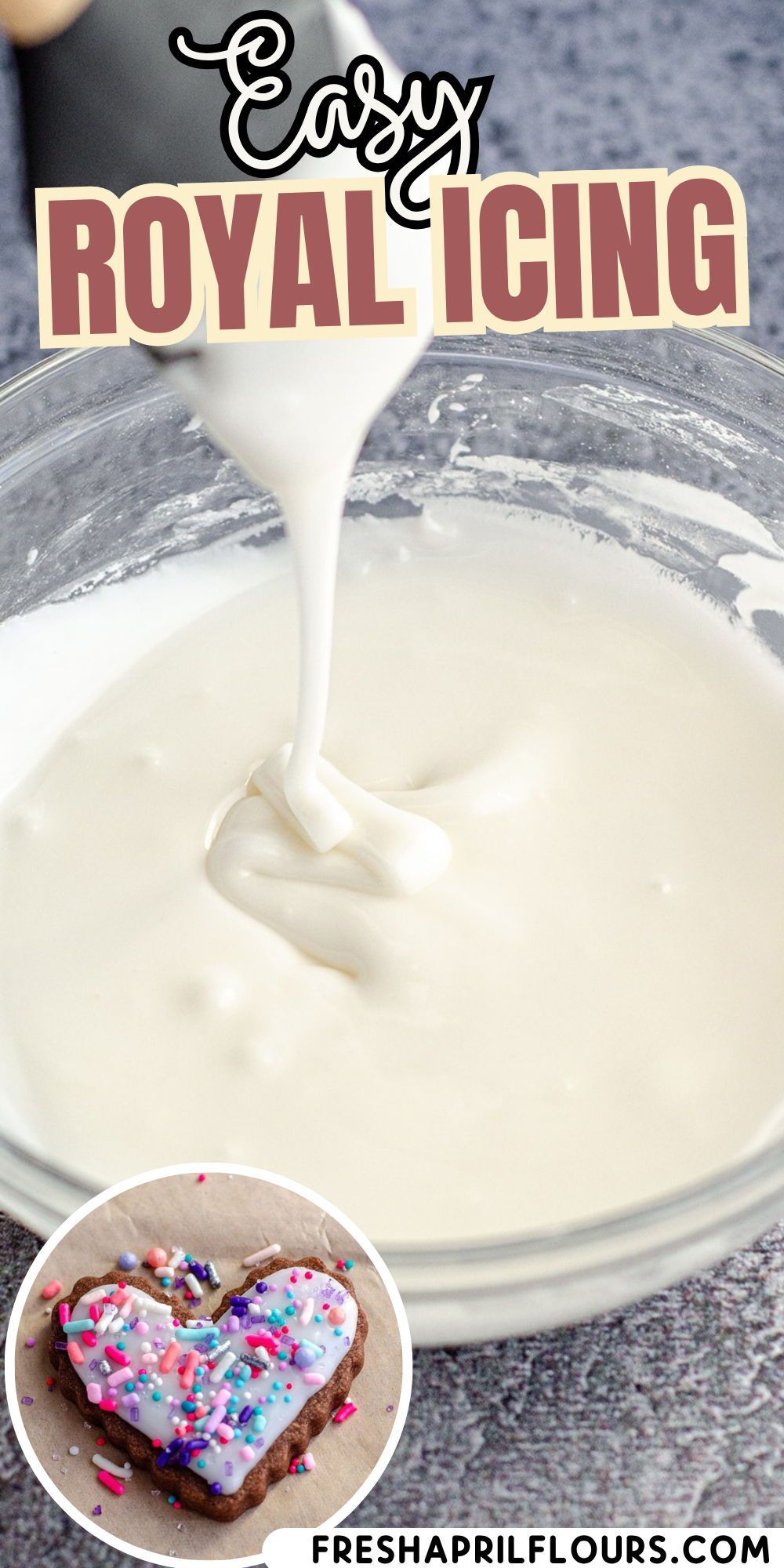 This easy royal icing recipe for sugar cookies will totally change the way you think about royal icing. It comes together super quick and you don't even need a mixer! Best of all, this is royal icing made without meringue powder! via @frshaprilflours