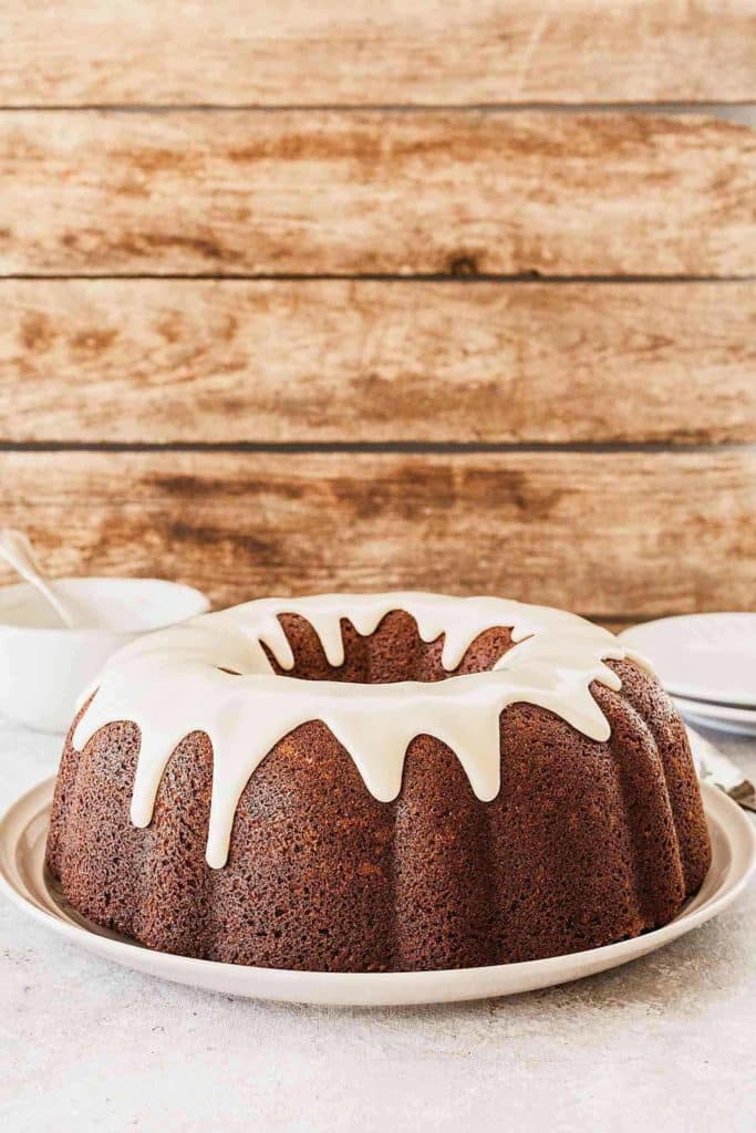 bundt cake with royal icing drips