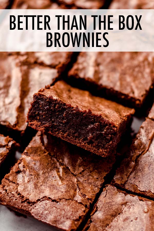 These dense and fudgy from-scratch brownies are made with melted chocolate and without cocoa powder for a perfectly crackly top– ditch the box forever! via @frshaprilflours