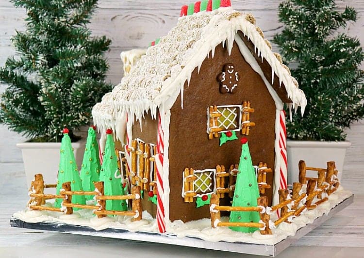 gingerbread house with royal icing drips