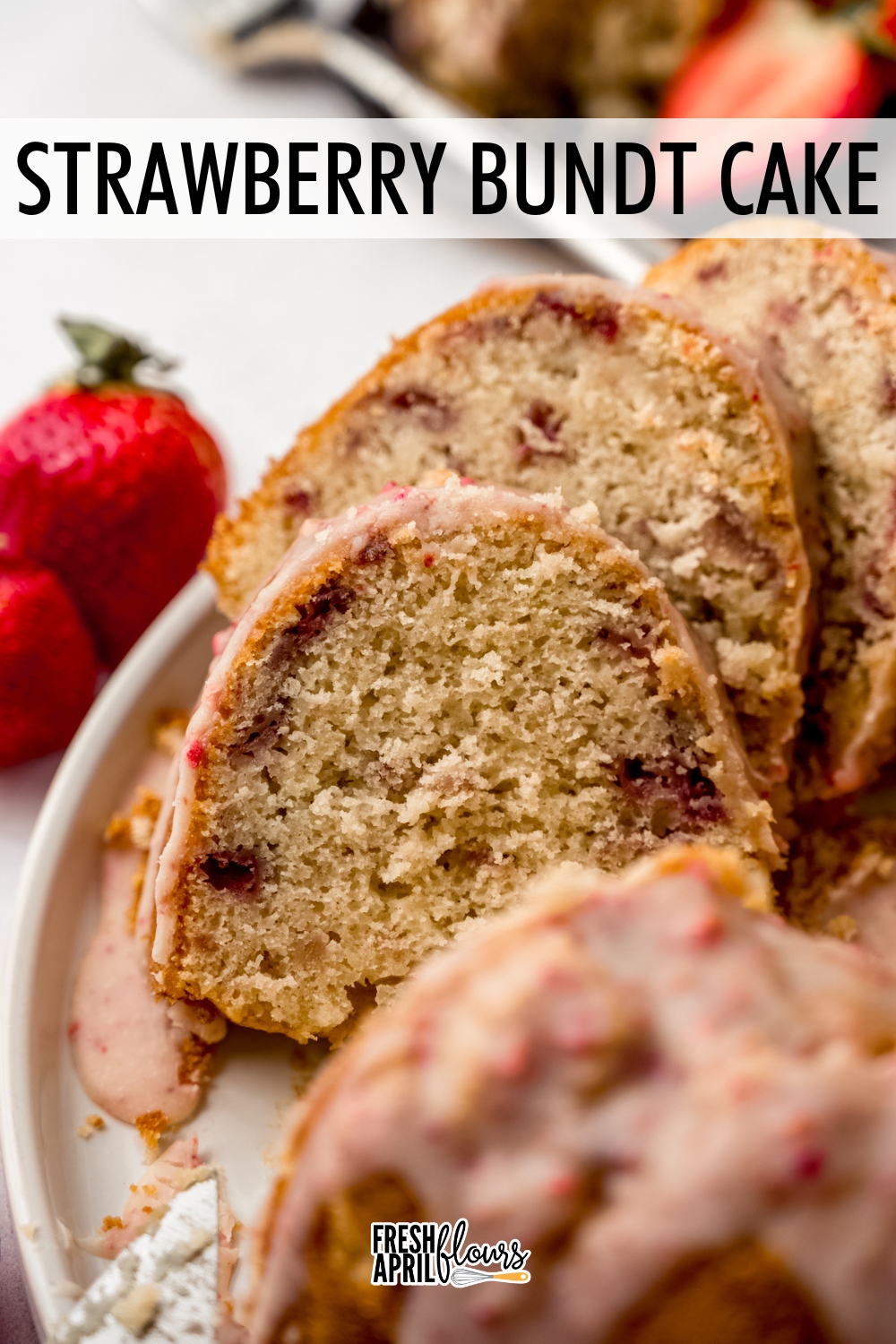 This strawberry Bundt cake is a twist on my famous strawberry cake, made without gelatin and packed with real strawberry flavor from fresh strawberries. This fruity cake is topped with a sweet strawberry white chocolate ganache, making it the perfect balance of fruity, rich, and absolutely irresistible. via @frshaprilflours