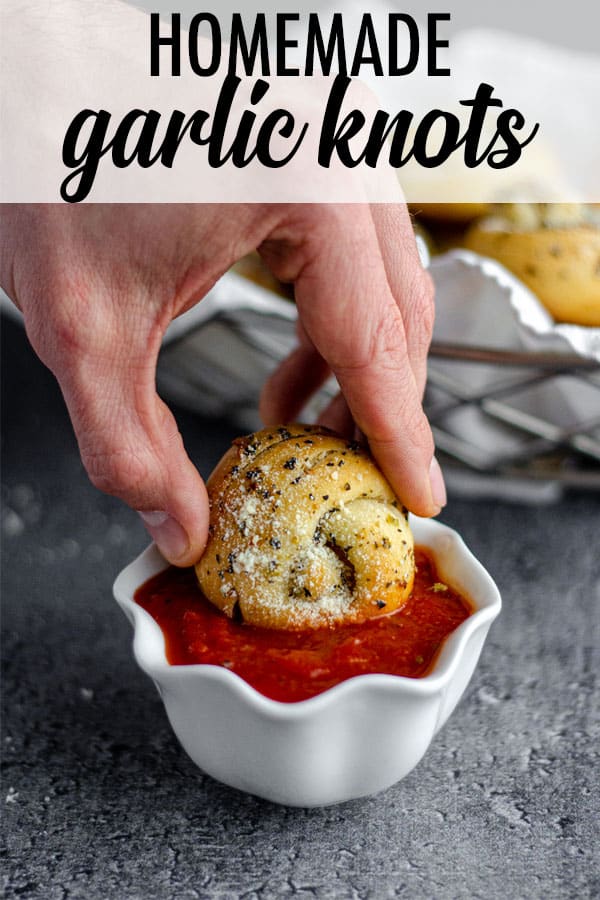 Easy garlic knots made from store bought pizza dough. Crunchy and flavorful on the outside, soft and fluffy on the inside, and ready in less than 30 minutes. via @frshaprilflours