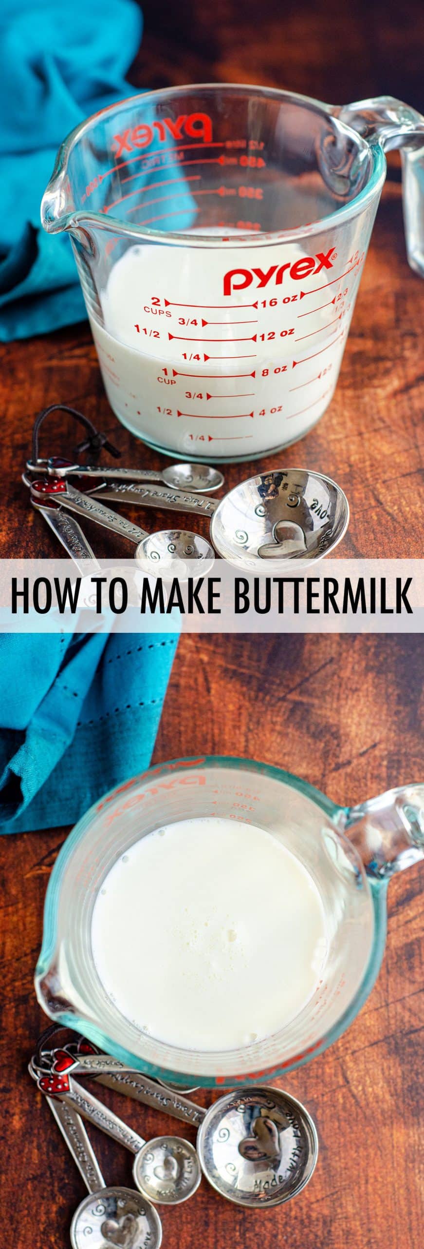 No buttermilk? No problem! You can make this easy buttermilk substitute at home with regular milk and either lemon juice, vinegar, or cream of tartar. You can even use your favorite plant-based milk to make vegan buttermilk. via @frshaprilflours