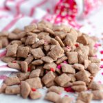 Red Velvet Puppy Chow: Classic puppy chow cereal snack mix gets a red velvet makeover, flavored with white chocolate and red velvet cake mix.