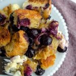 Baked Blueberry French Toast: Easy overnight French toast with cream cheese chunks and studded with juicy blueberries.