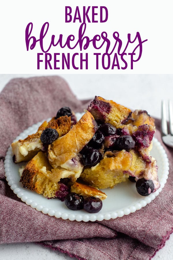 Easy overnight French toast with cream cheese chunks and studded with juicy blueberries. via @frshaprilflours