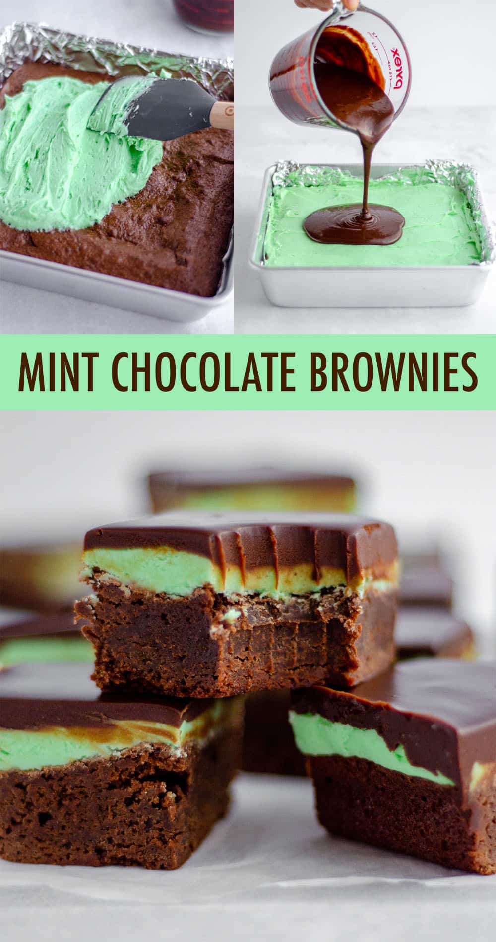These decadent mint chocolate brownies begin with a dense and fudgy brownie base that's topped with a creamy mint frosting and a layer of smooth chocolate ganache. via @frshaprilflours